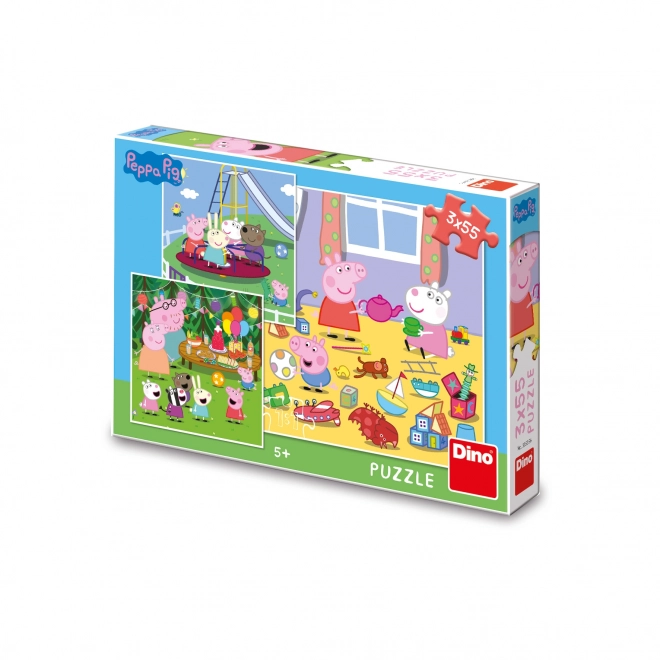 Puzzle Peppa Pig: Prázdninové dobrodružství 3x55 dílků