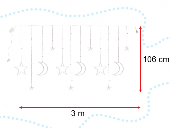 LED závěs s hvězdičkami a měsíčky - 3 m, 138 LED – Barevný