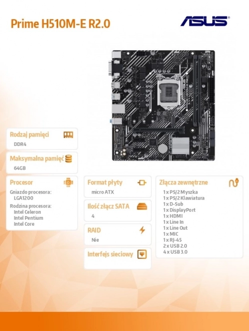 ASUS microATX základní deska LGA 1200 s M.2, HDMI a DisplayPort