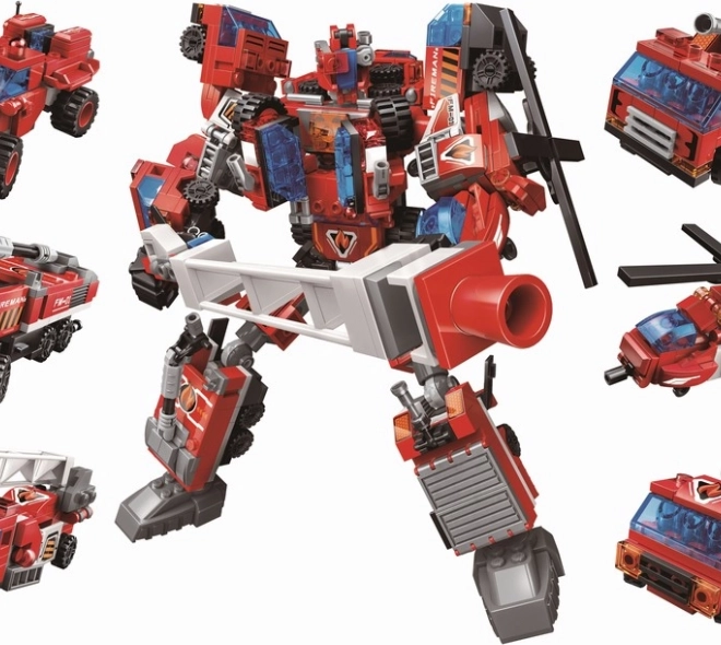 Postavte 6 modelů a spojte je do obřího hasičského mecha