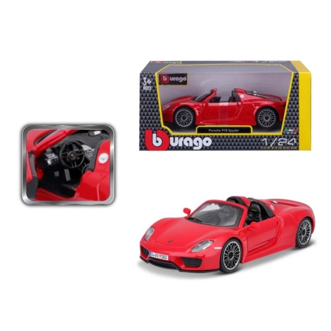 Kovové autíčko Porsche 918 Spyder červené