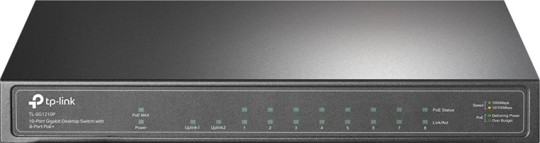 8× PoE+ pro napájení IP zařízení jedním kabelem