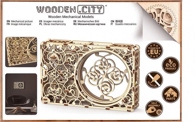 Mechanický obraz - dřevěné 3D puzzle