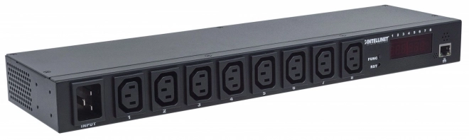 Napájecí lišta rack 19 1U 110V-250V/16A 8 zásuvek C13 spravovatelná IP