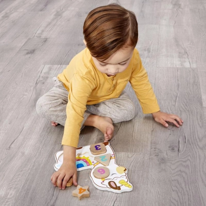 Little Tikes Dřevěné puzzle s čísly - Jednorožec, Dinosaurus, Lama