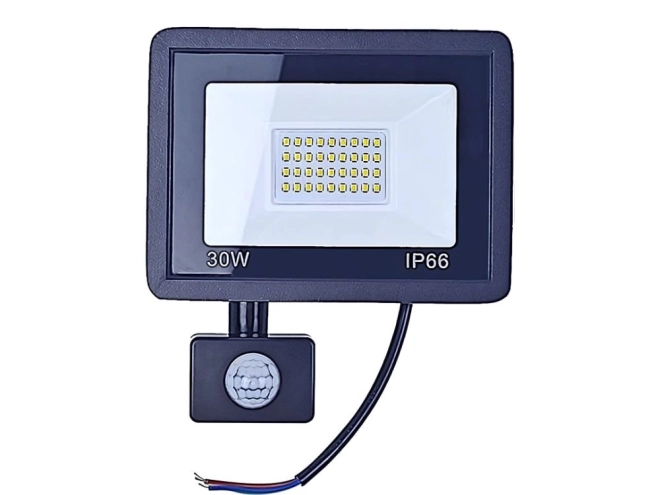 Venkovní LED Reflektor 30W s Pohybovým a Soumrakovým Senzorem IP66