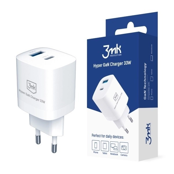 33W síťová nabíječka 1xUSB-C + 1xUSB-A GaN PD