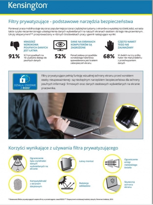 Filtr ochrany soukromí oboustranný, odnímatelný, pro monitor 13,3" 16:9