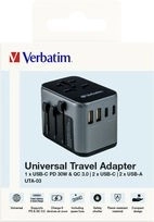 Cestovní adaptér UTA-03 49545 180 zemí, PD 30W nabíječka, QC 3.0 3x USB-C , 2x USB-A