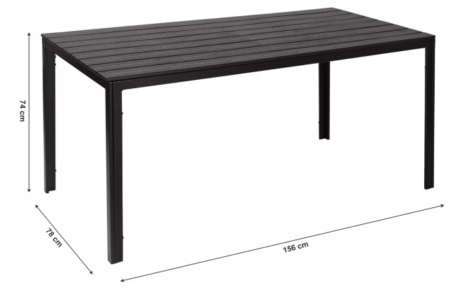 Cateringový zahradní stůl 156 x 78 cm černý