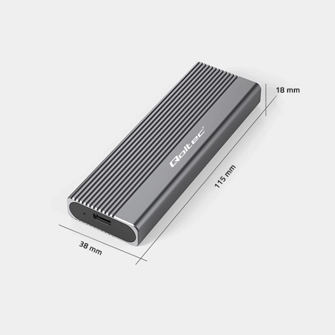 Hliníkový kryt na disk M.2 SSD SATA NGFF USB-C 2TB Šedý