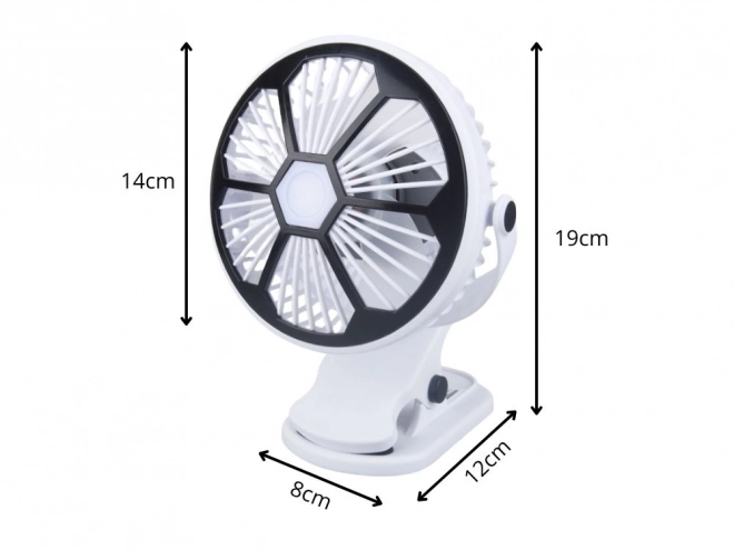 Stolní ventilátor s LED světlem a klipem