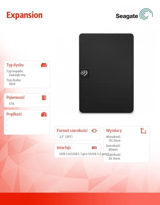 Externí disk Seagate Expansion 5TB černý