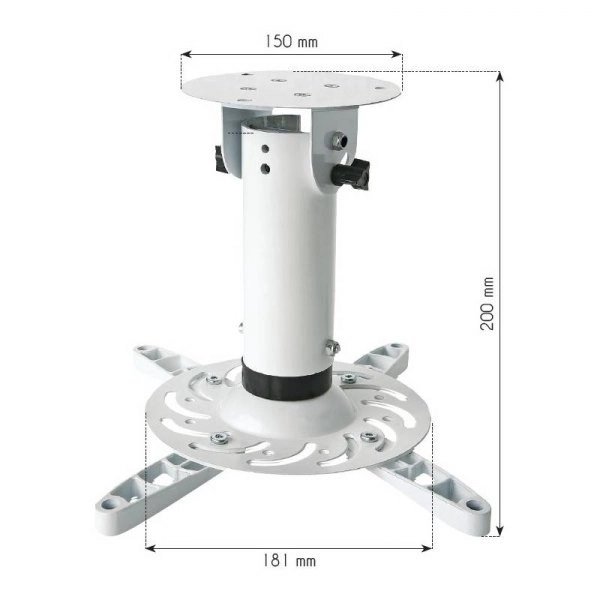 Rameno projektoru 20 cm, stropní, 15 kg, bílé