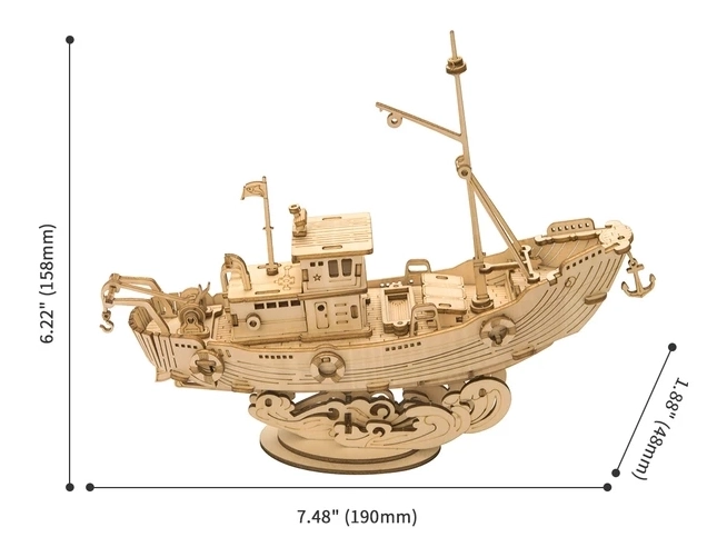 3D dřevěné puzzle Rybářská loď