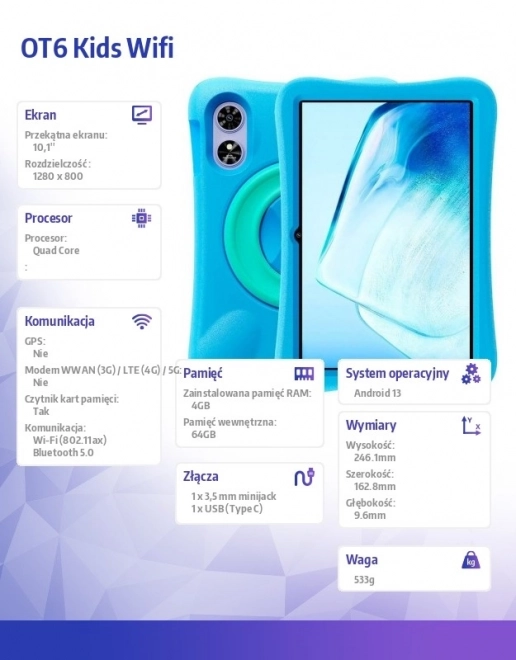 Dětský tablet OT6 fialový 10 cali 4/64 GB