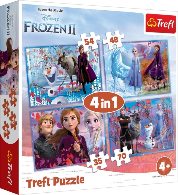 Puzzle 4v1 Ledové království II/Frozen II  v krabici 28x28x6cm