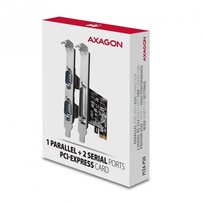 PCEA-PSN PCIe řadič 1x paralelní port LPT + 2x sériový port RS232 250 kb/s, SP a LP v ceně