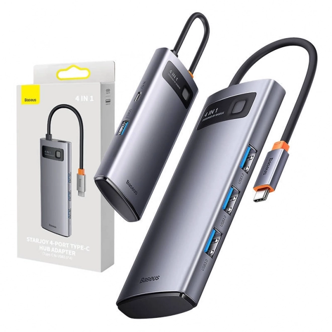 Rozbočovač 4v1 Baseus řady Metal Gleam, USB-C na 4x USB 3.0