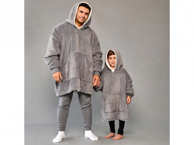 Hřejivá oversize deka-mikina šedá