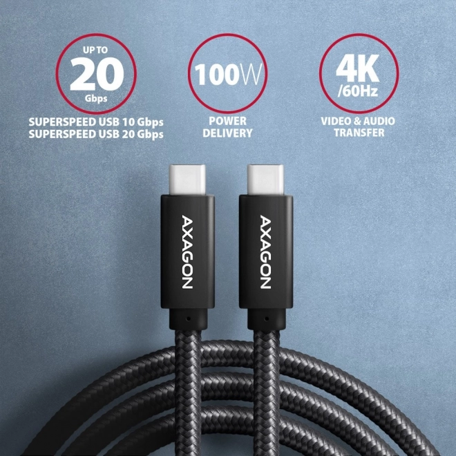 BUCM32-CM15A USB-C - kabel USB-C 3.2 Gen 2, 1,5 m, PD 100W, 5A, 4K HD, ALU, opletený, černý