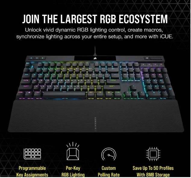mechanická klávesnice Corsair K70 RGB Pro s PBT Keycaps