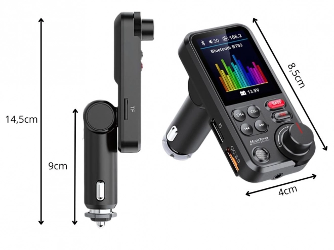 Bluetooth FM vysílač 5.0 s USB a LCD displejem