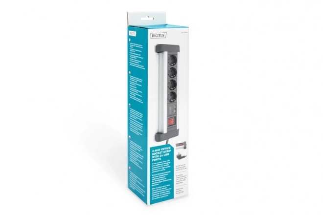 Kancelářská napájecí lišta 45° 4 zásuvky, 2x USB (5V/2A) s možností otáčení o 290° hliník HQ