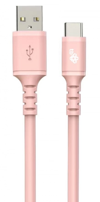Kabel USB-USB C 1m silikonový růžový