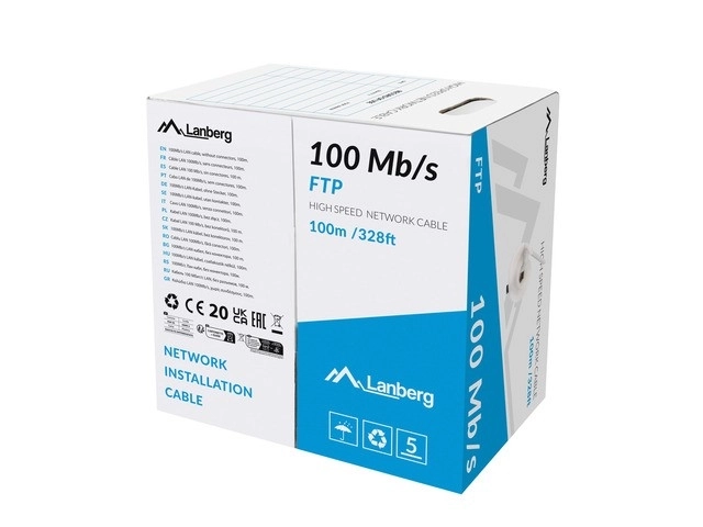 Lanberg lan kabel ftp 100mb/s 100m šedý