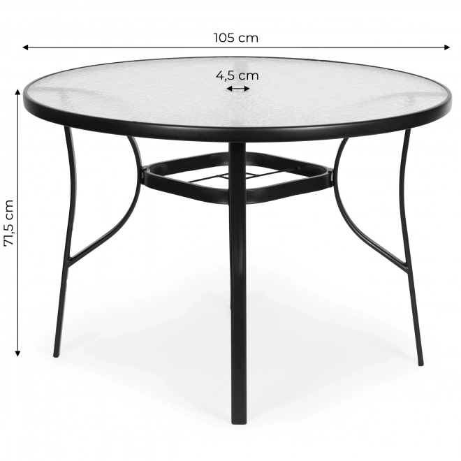 Kulatý zahradní stůl 80 cm s otvorem na slunečník