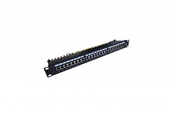 Patch panel 19'' 24x RJ45 kat.6, černý