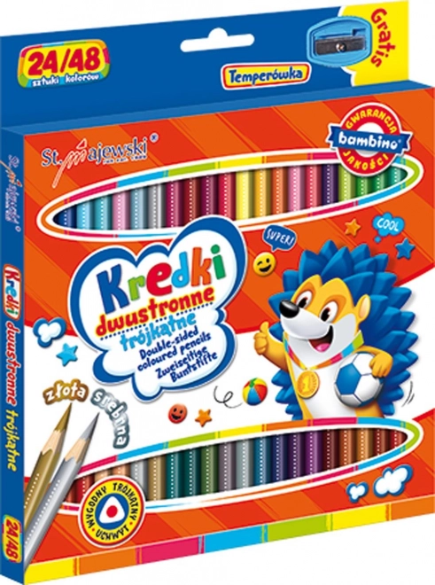 Oboustranné trojhranné pastelky s ořezávátkem Bambino - 24 kusů
