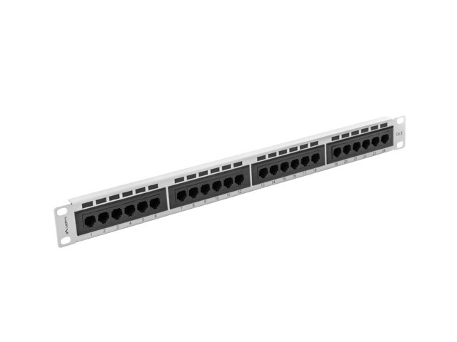 Patch panel 24-portový 1U Kat.6 šedý