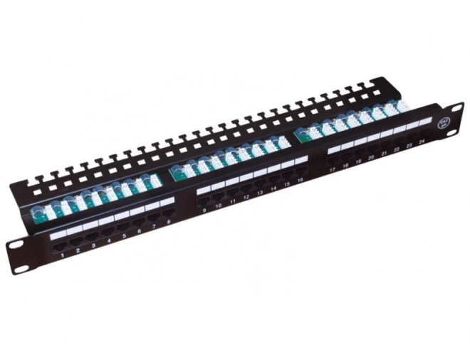 Patch panel UTP Cat 5e, 24 portů, LSA, 1U s policí