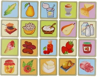 Barevné kartičky, které učí o jídle