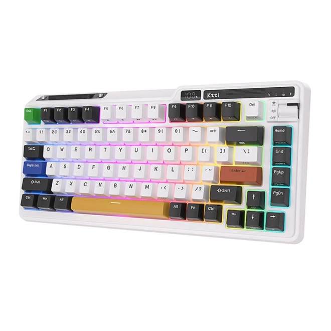 Bezdrátová mechanická klávesnice Royal Kludge KZZI K75 pro RGB, Moment Switch (černá a bílá)