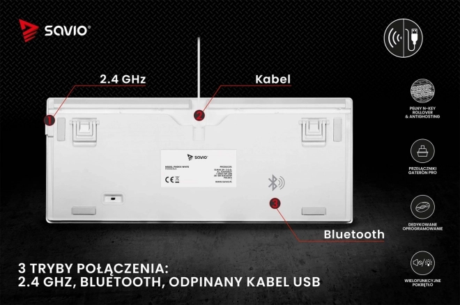 Bezdrátová mechanická klávesnice Phenix White Gateron Red Pudding