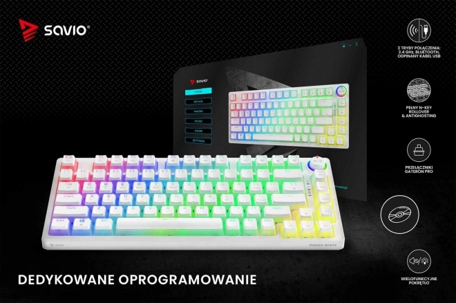 Mechanická bezdrátová klávesnice Phenix White Gateron Yellow Pudding