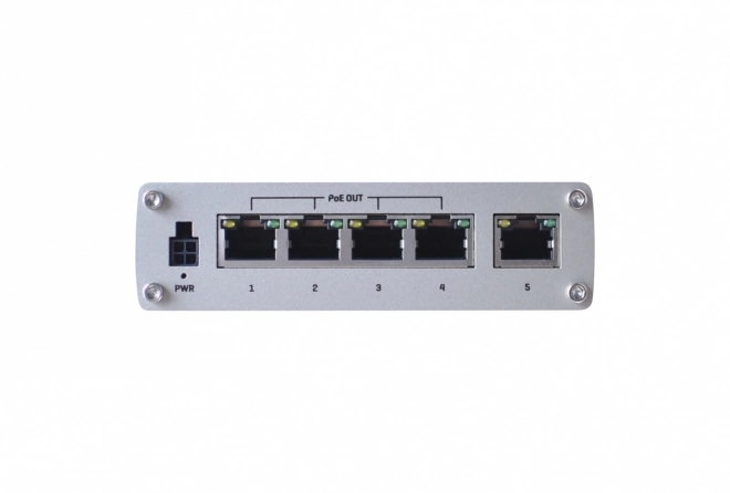 Průmyslový neřízený gigabitový switch TELTONIKA s PoE+, 5 portů (4× poe+)