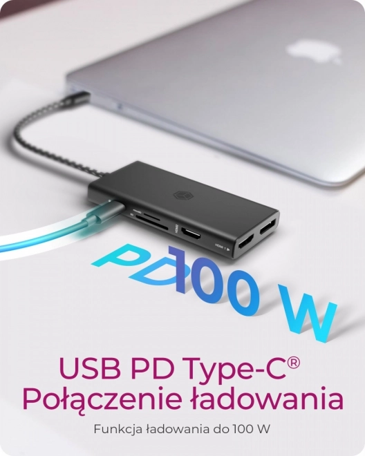 Stolní dokovací stanice 9v1 HDMI, DP, CR, Typ-C