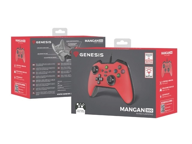 Genesis Mangan 300 drátový gamepad pro PC/Switch/Mobil Red