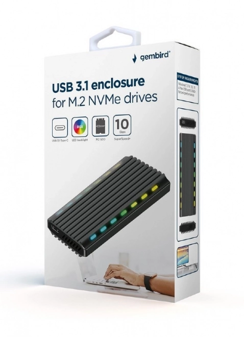 Hliníkový kryt disku M.2 NVME s LED diodami USB 3.1