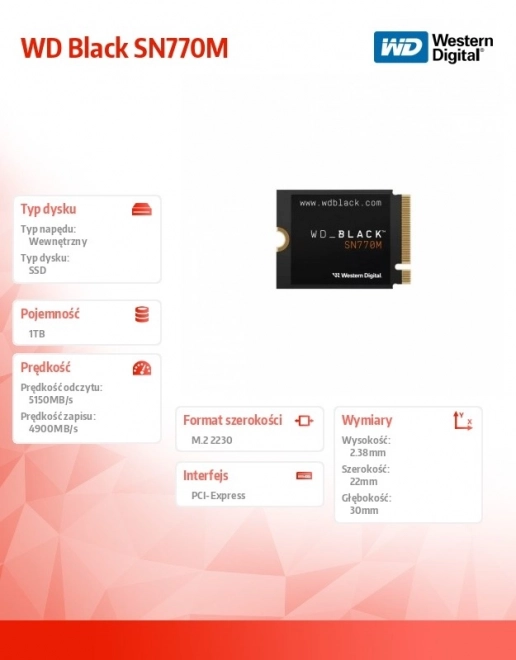 SSD disk WD Black SN770M 1TB NVMe 2230 M2