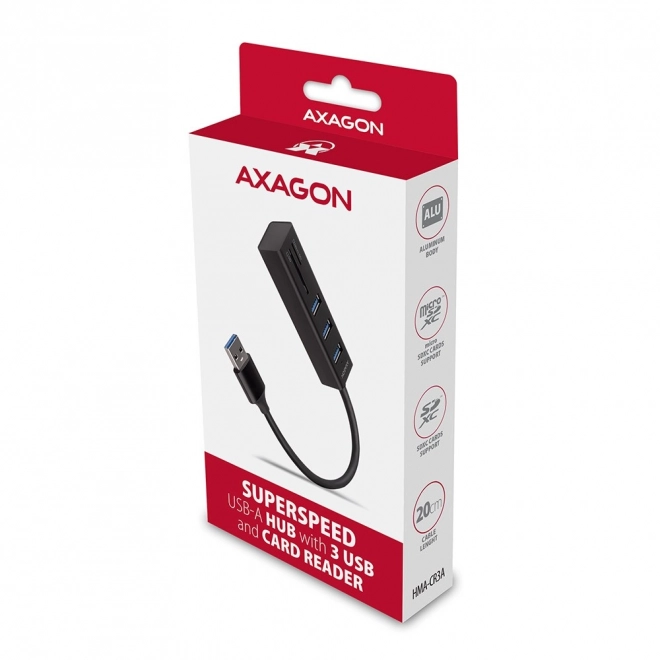 Wieloportový hub USB AXAGON HMA-CR3A se čtečkou karet