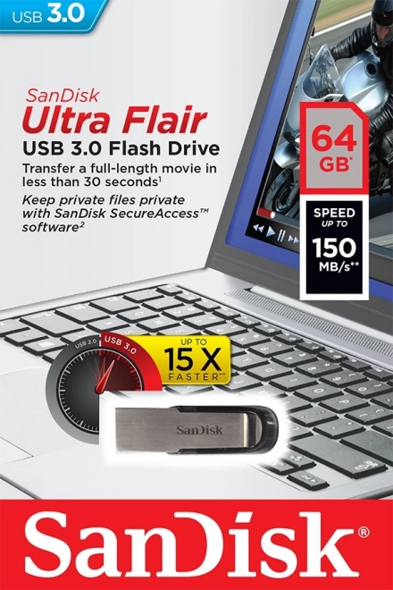 Flash disk ULTRA FLAIR USB 3.0 64 GB (až 150 MB/s)