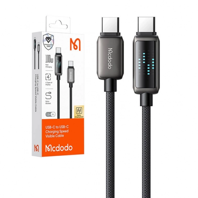 USB-C kabel s LED displejem 100W 1,2m