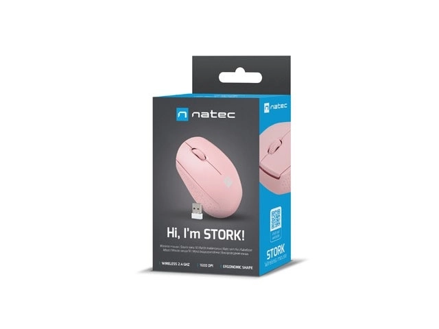 Bezdrátová myš Stork 1600 DPI Pink