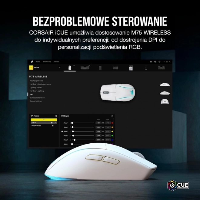 Bezdrátová myš M75 bílá RGB
