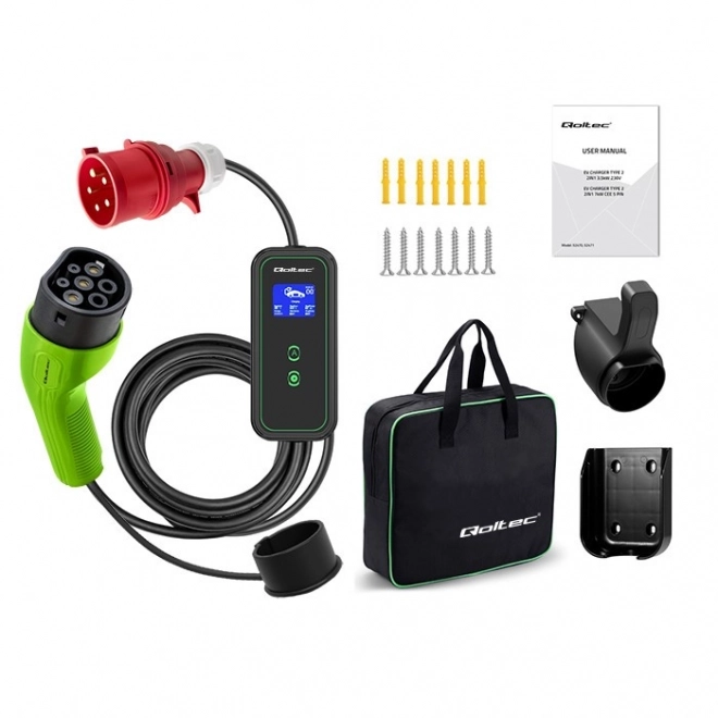 Mobilní nabíječka pro elektromobily Qoltec EV s LCD displejem a nastavitelným proudem